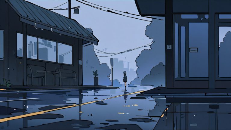 4k anime busstop wallpaper scaled