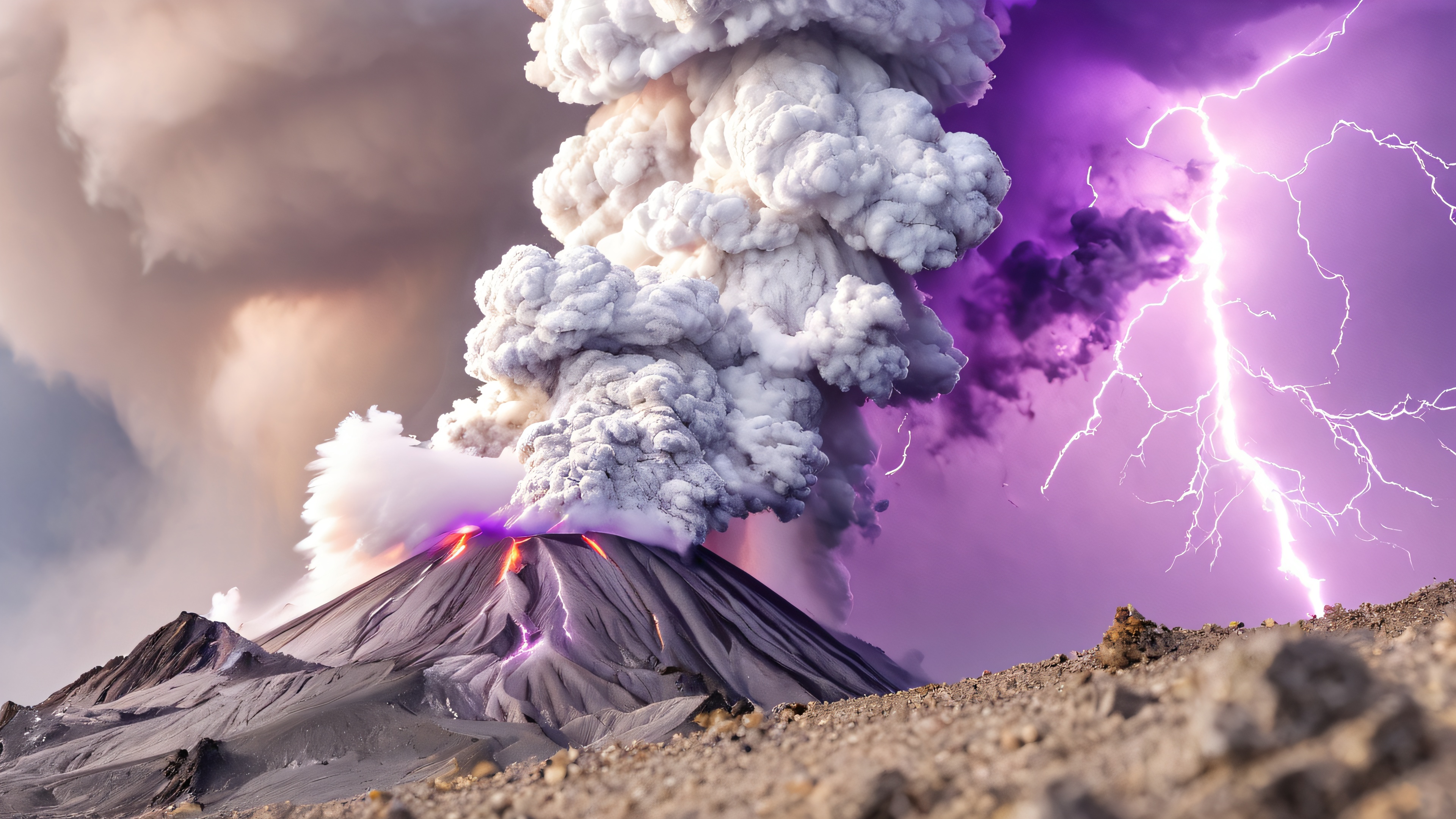 4K wallpaper of Nature VolcLightning3