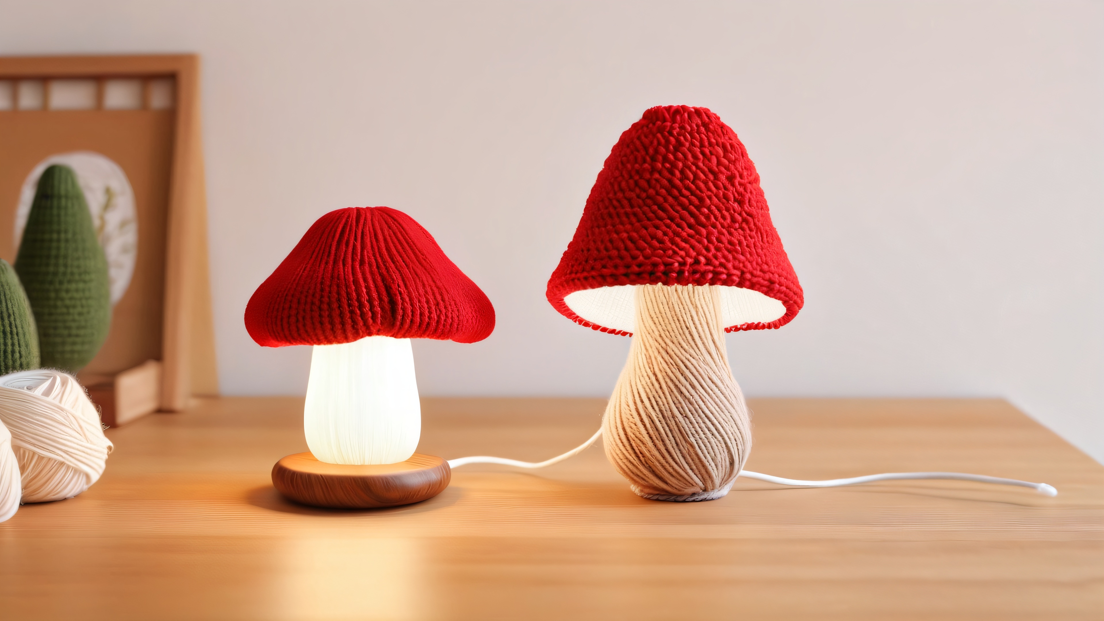 4K wallpaper of Plush KnitMushroom