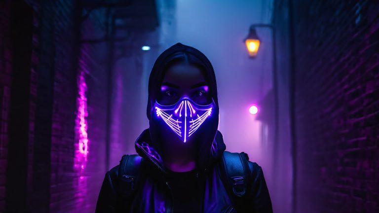 4k street neonmask wallpaper scaled