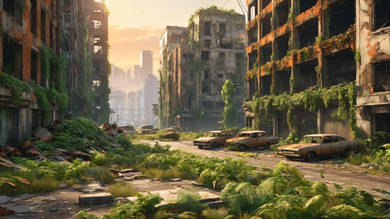 abandoned cityscape postapocalyptic ruins 4k wallpaper scaled