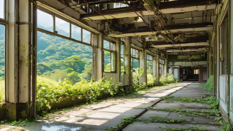 abandoned hospital cyberpunk wallpaper rural japan scaled