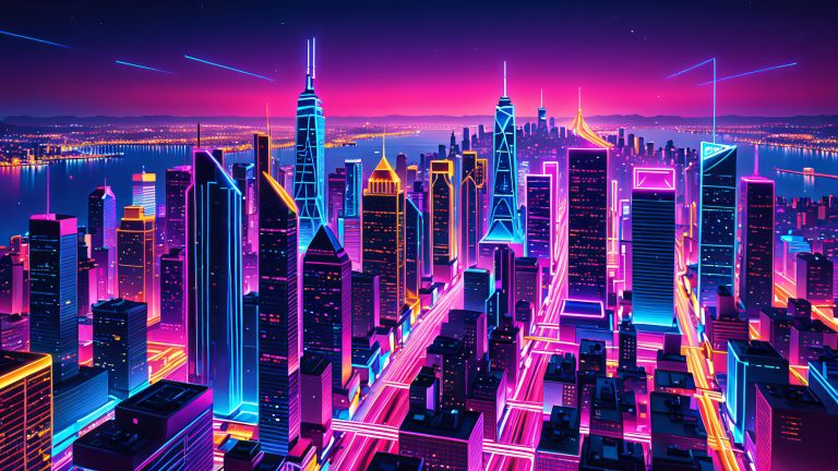 algorithmic cityscape wallpaper interconnected lines night 4k scaled