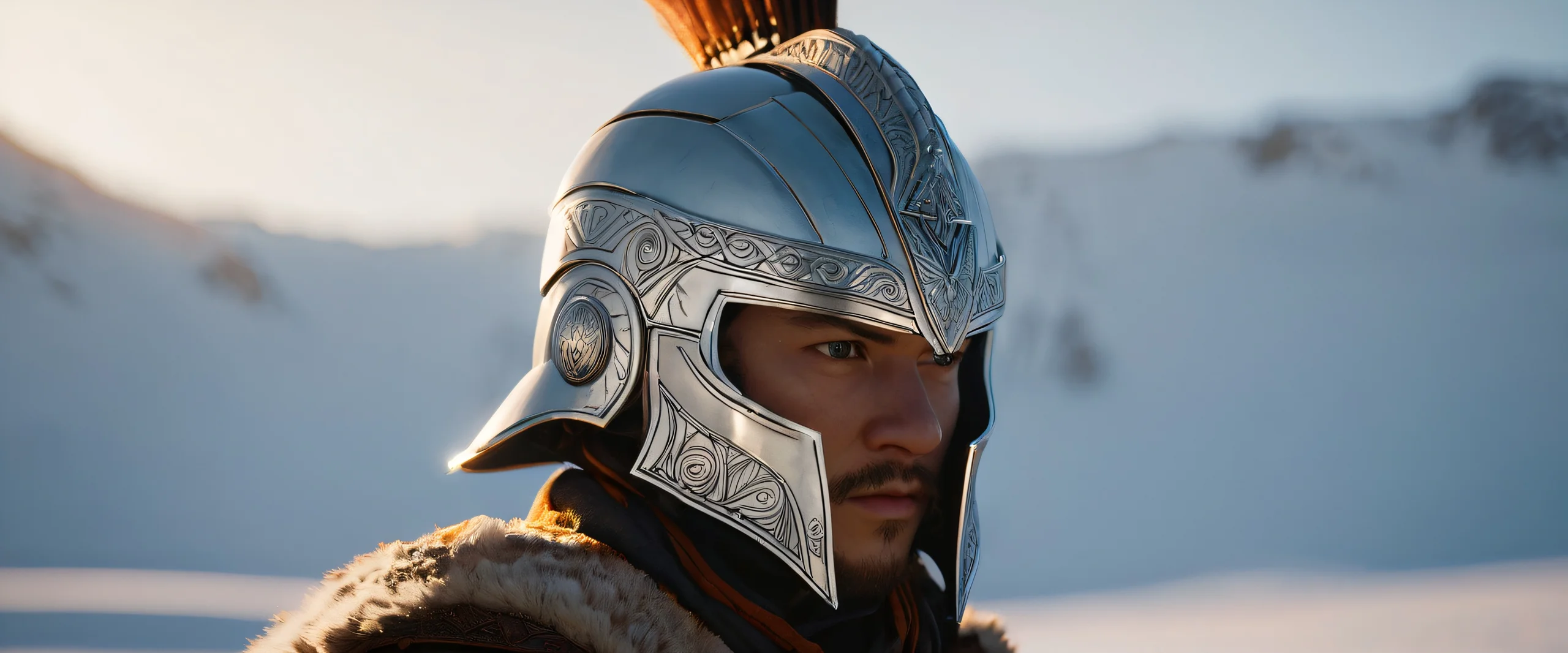 Aesthetic Aloy's Majestic Helmet Background Breathtaking desktop wallpaper of Aloy's helmet with metallic details and sunlight reflection