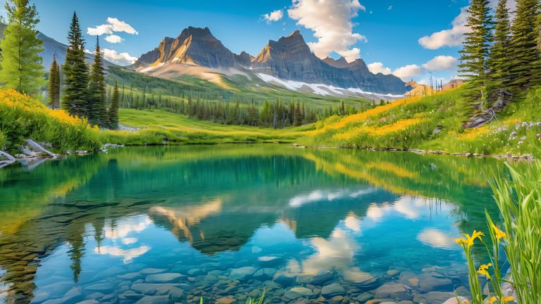 alpine lake glacier national park 4k wallpaper scaled