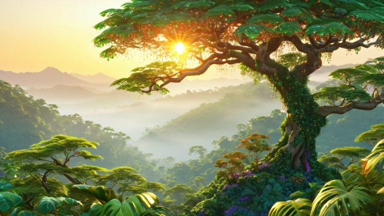 amazonian rainforest crystal tree oasis 4k desktop background scaled