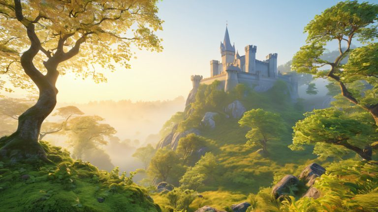 ancient castle dawn wallpaper 4k fantasy scene scaled