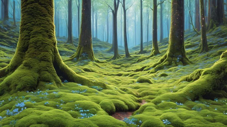 ancient forest of twinkling lights 4k wallpaper scaled