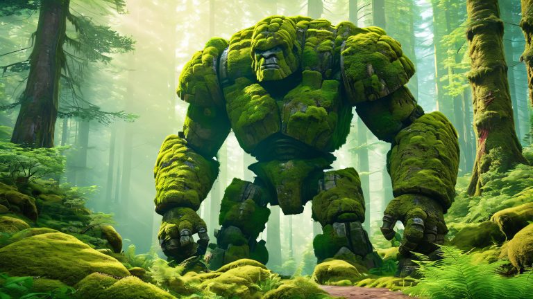 ancient mossy golem forest wallpaper masterpiece scaled