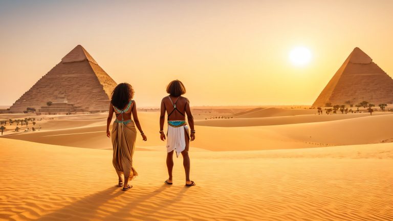 ancient pyramid giza sunset 4k desktop wallpaper scaled