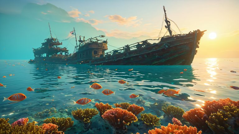 ancient shipwreck underwater landscape 4k wallpaper scaled
