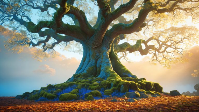 ancient tree fantasy wallpaper moss covered bark 4k scaled