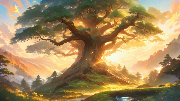 ancient tree mystical mountainside wallpaper scaled