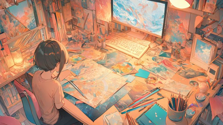 anime artist studio whimsical 4k wallpaper scaled