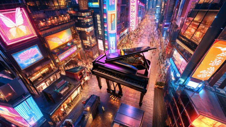 anime city piano wallpaper 4k scaled
