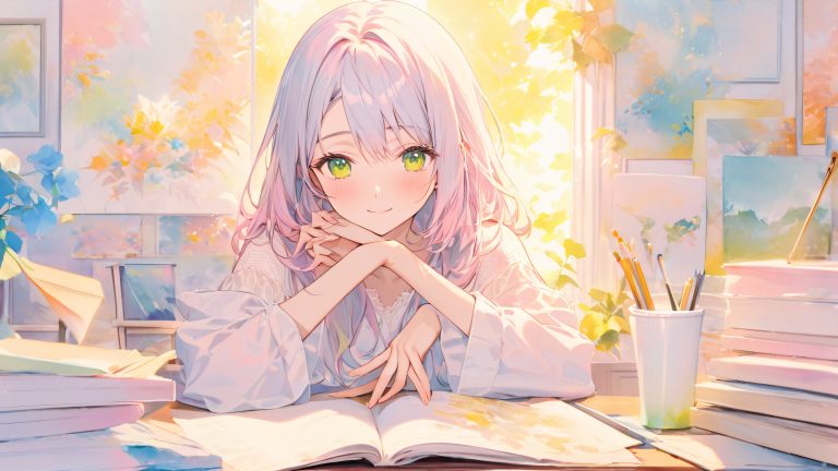 anime girl creative contemplation 4k wallpaper scaled
