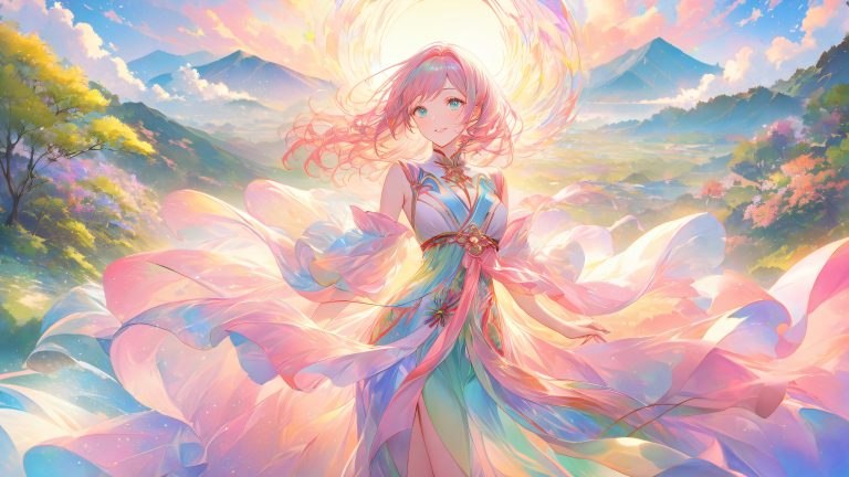 anime girl in sunlit meadow 4k wallpaper scaled