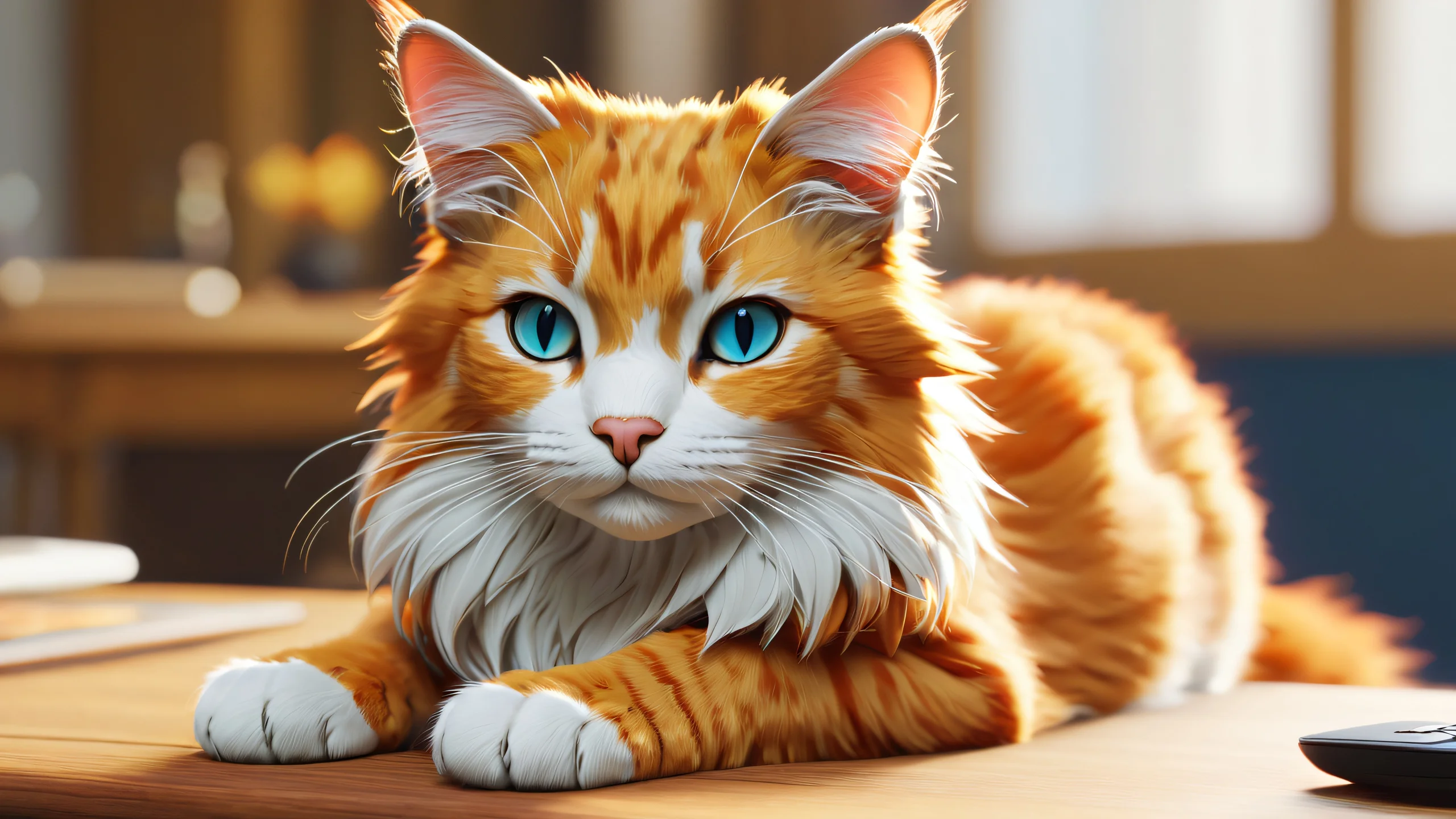 4K Whiskered Feline Majesty Wallpaper for PC/Mac An anthropomorphic cat in a regal pose against a subtle gradient background