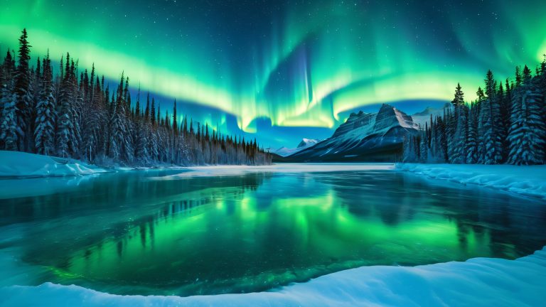 aurora borealis canvass majestic green blue night sky wallpaper scaled