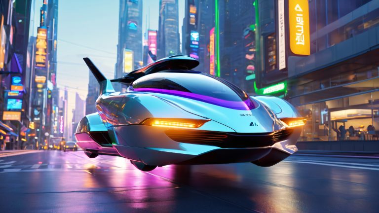 aurora hovercar futuristic cityscape 4k wallpaper scaled
