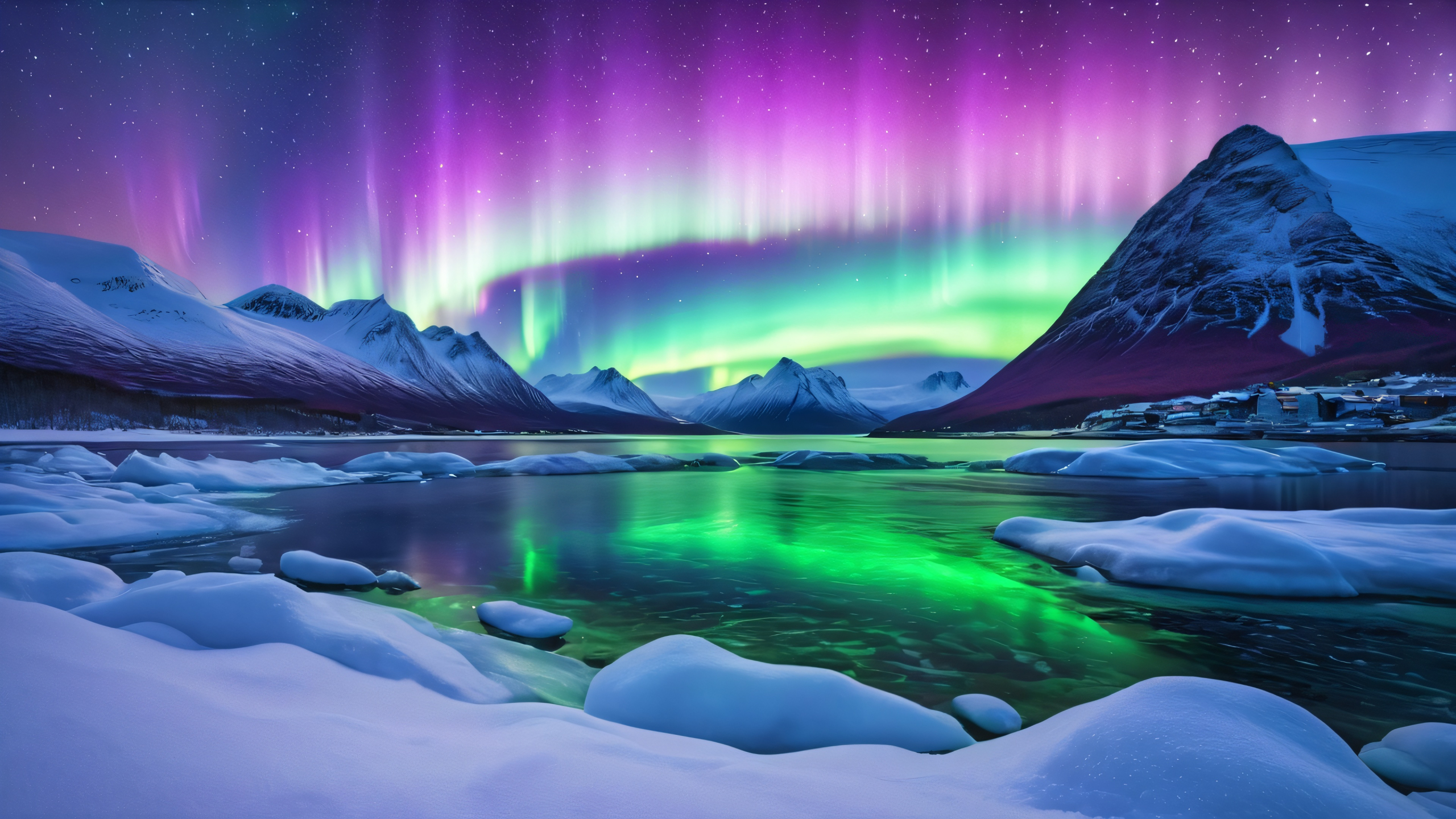 Aesthetic Auroral Tendrils Unveil Background A breathtaking desktop image of aurora borealis dancing across the Norwegian sky on a dark background, ideal for PC or Desktop