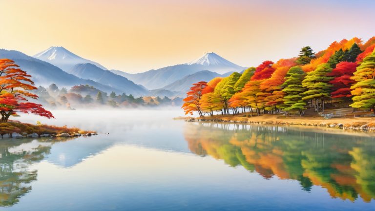 autumn serenity lake shirakawa wallpaper scaled