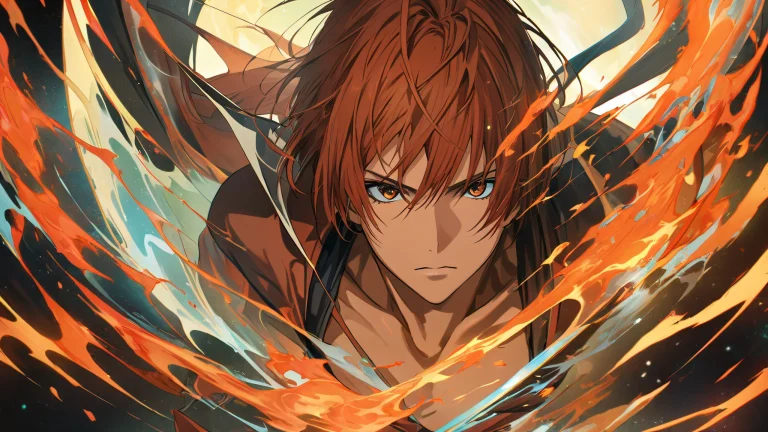 Baki Hanma character in a dark background with brown and black tones