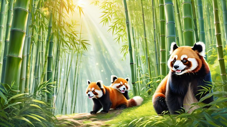 bamboo forest oasis red pandas wallpaper scaled