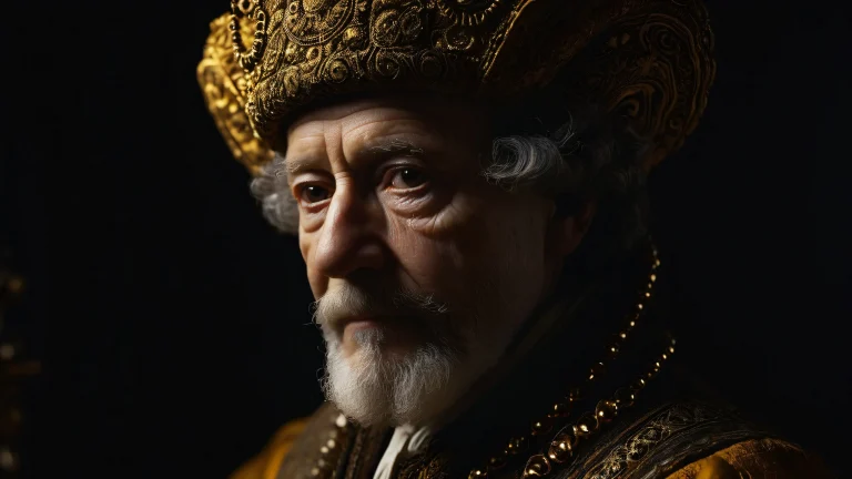 A rembrandt-inspired portrait of a mysterious figure with intricate details and macro focus.