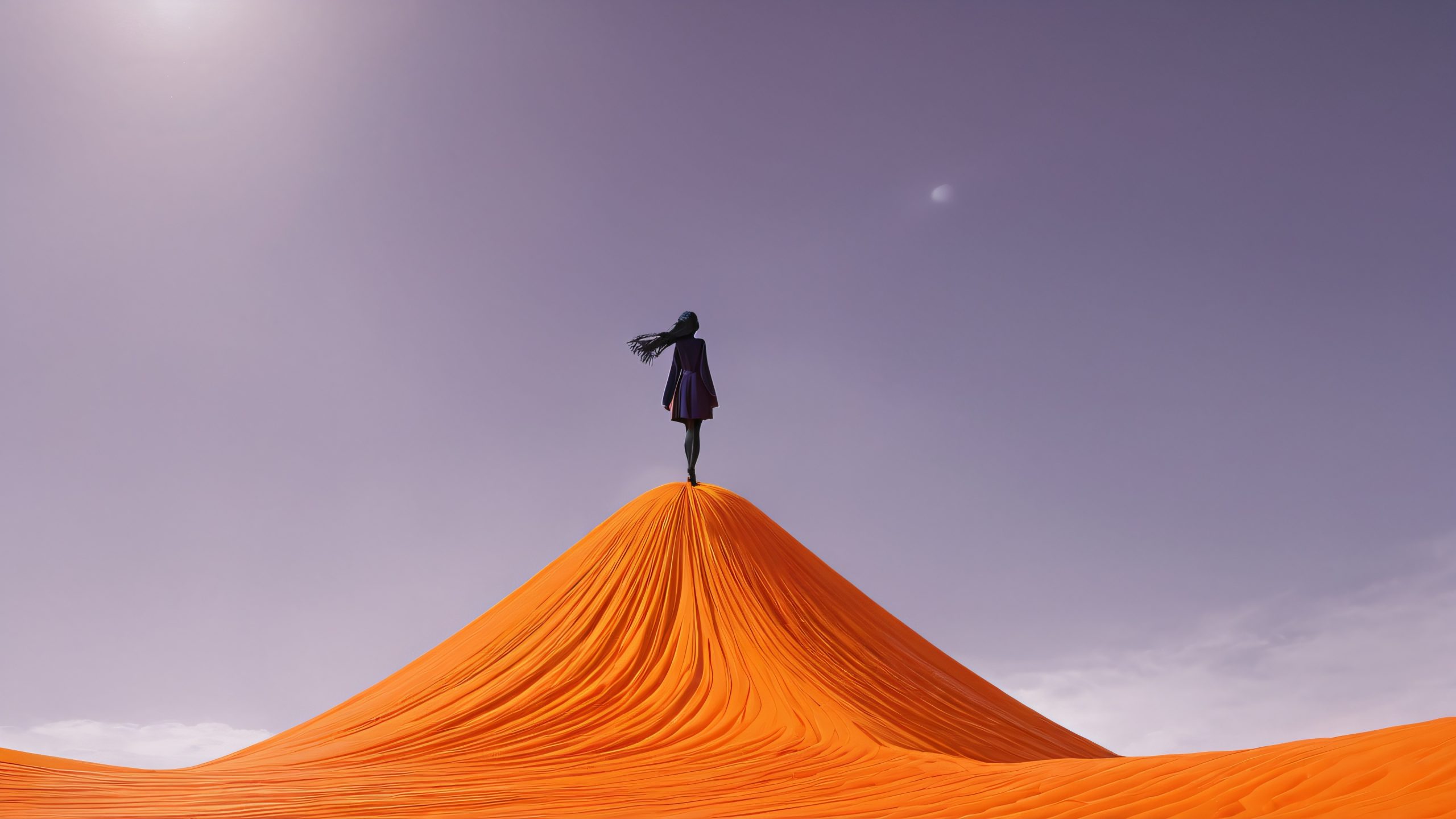 Black Hole Dancer 4K UHD Widescreen A figure with a black hole head in motion against a grey background.