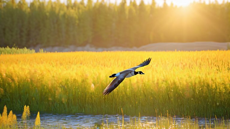 canada goose in flight wallpaper scaled