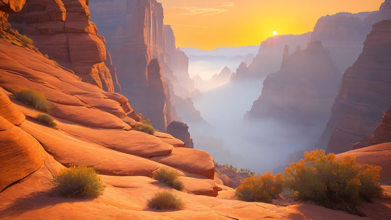 odyssée du canyon au coucher du soleil