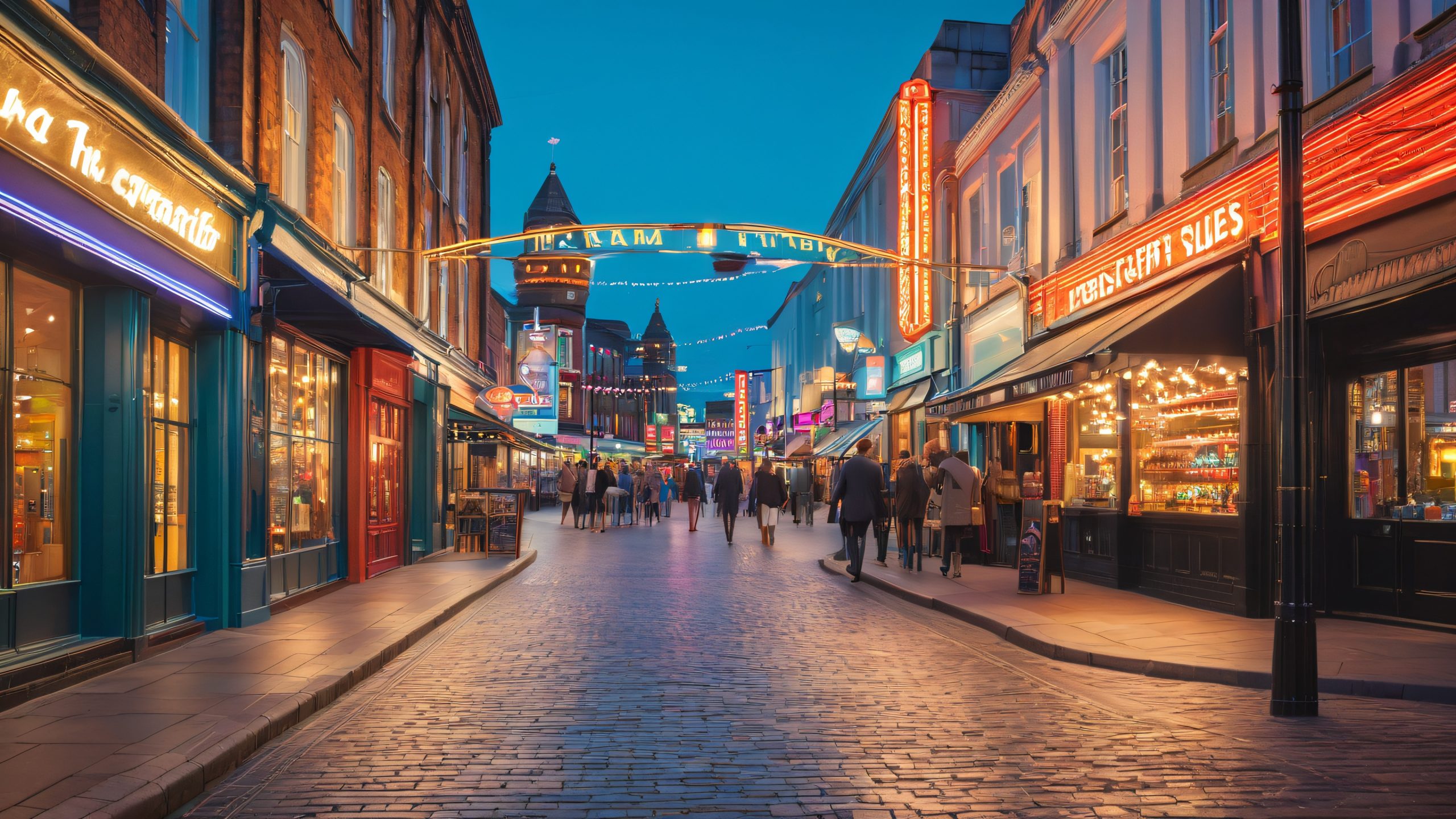Breathtaking 4K desktop wallpaper of Cardiff's vibrant street scenes, showcasing eclectic mix of vintage and modern architecture, bustling markets, and lively nightlife. Suitable for Desktop/PC.