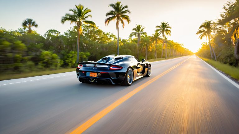 carrera gt 4k wallpaper black car palm lined highway scaled