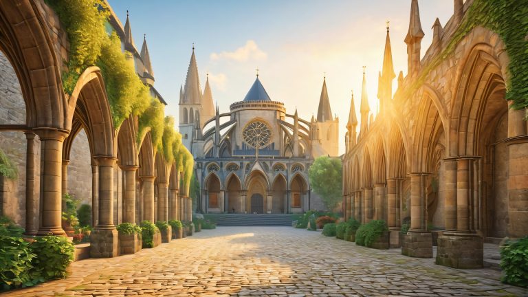 cathedral at dawn 4k wallpaper scaled