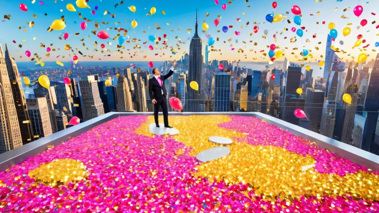 celebratory sticker wallpaper 50000 dow jones record pop art masterpiece scaled