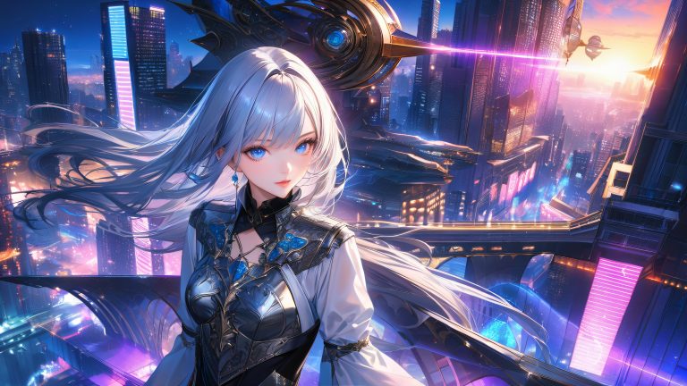 celestial guardian of neon metropolis scaled