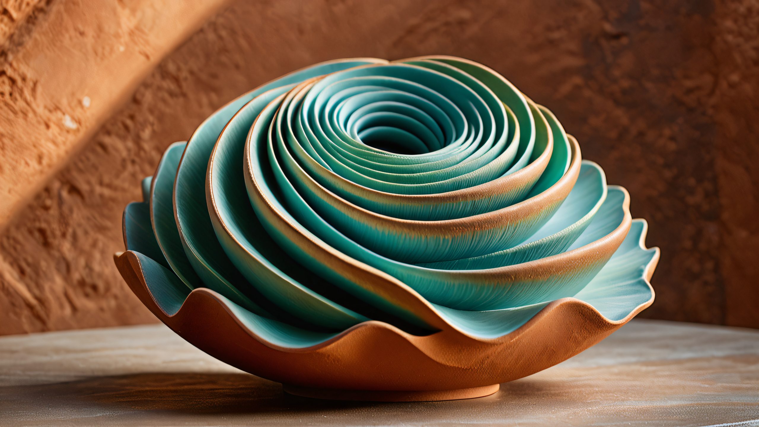 Mesmerizing ceramic sculpture with organic glow on desktop/pc