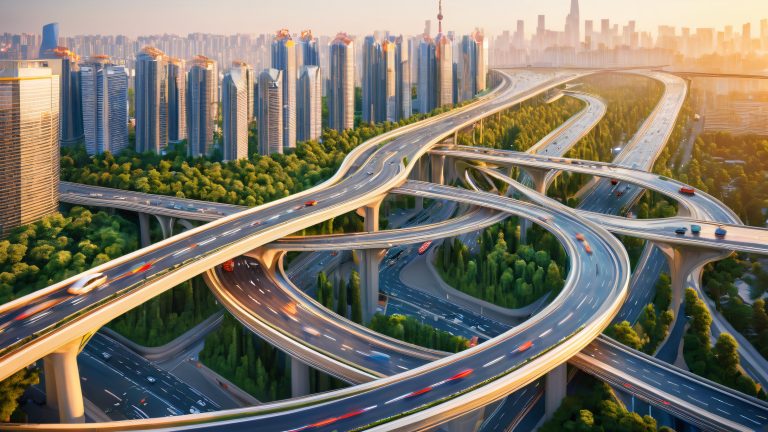 chengdu cityscape 4k elevated road skyscrapers scaled
