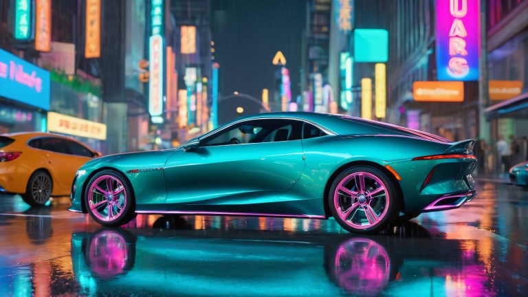 city nightscapes metallic cars rainy street scaled