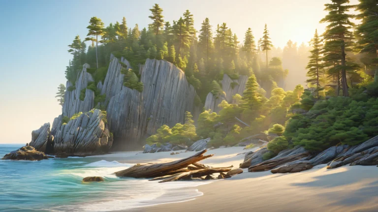 Secluded coastal retreat with wooden cabin and private beach for Desktop/PC