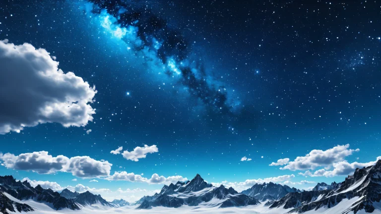 A stunning night sky scene with deep blues and bright whites, showcasing the vastness of space.
