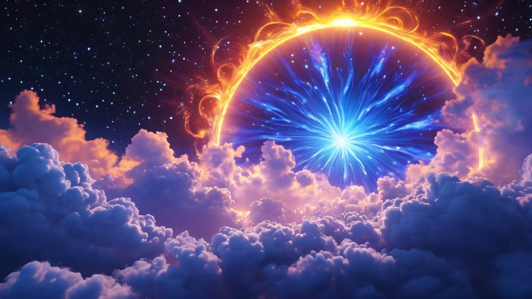 cosmic explosion wallpaper radiant blue sun swirling energy tendrils 4k desktop background scaled