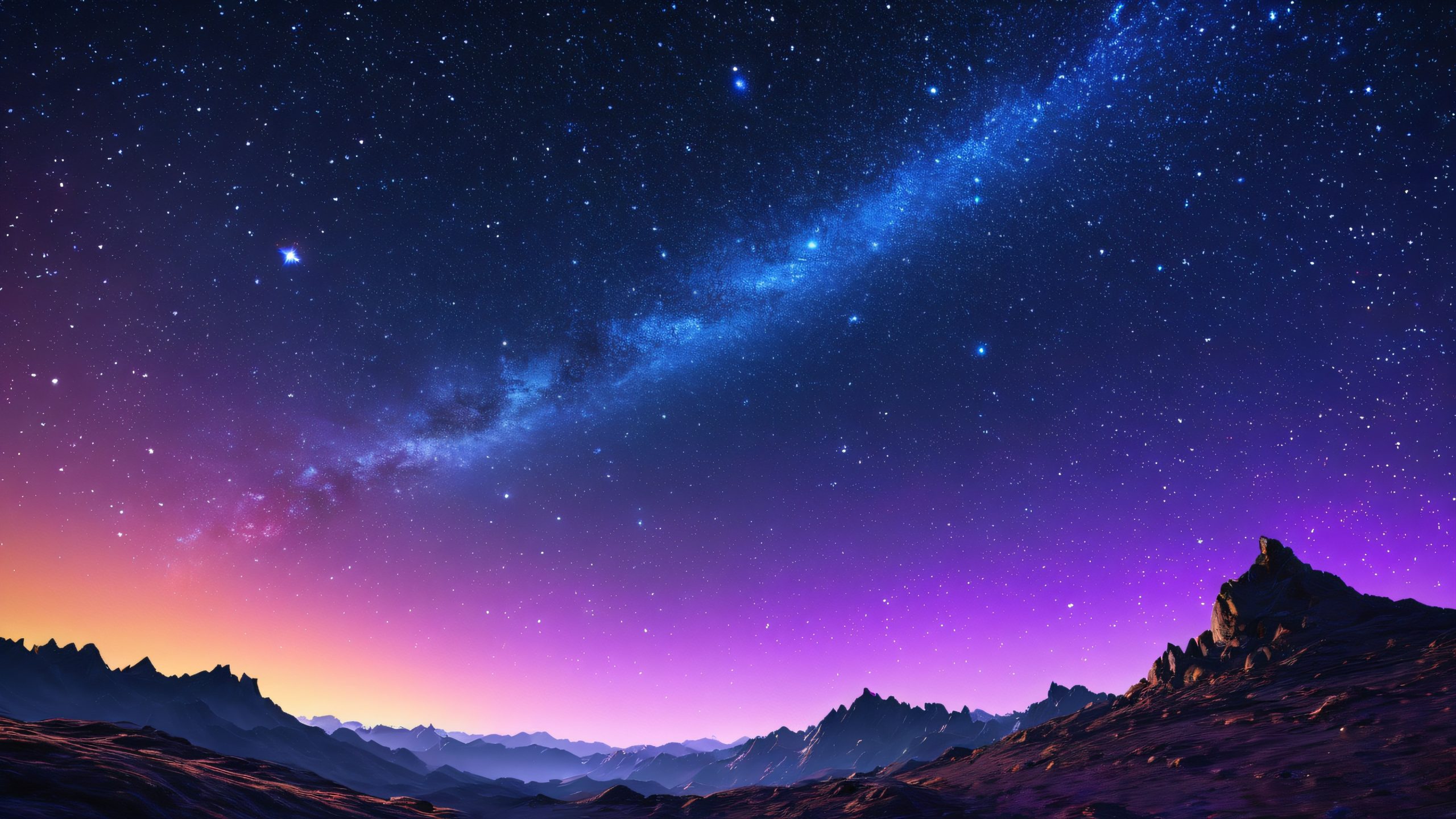 Cosmic Night Sky 4K UHD Widescreen A velvety black expanse of celestial wonder, featuring countless twinkling stars and a majestic spiral galaxy.