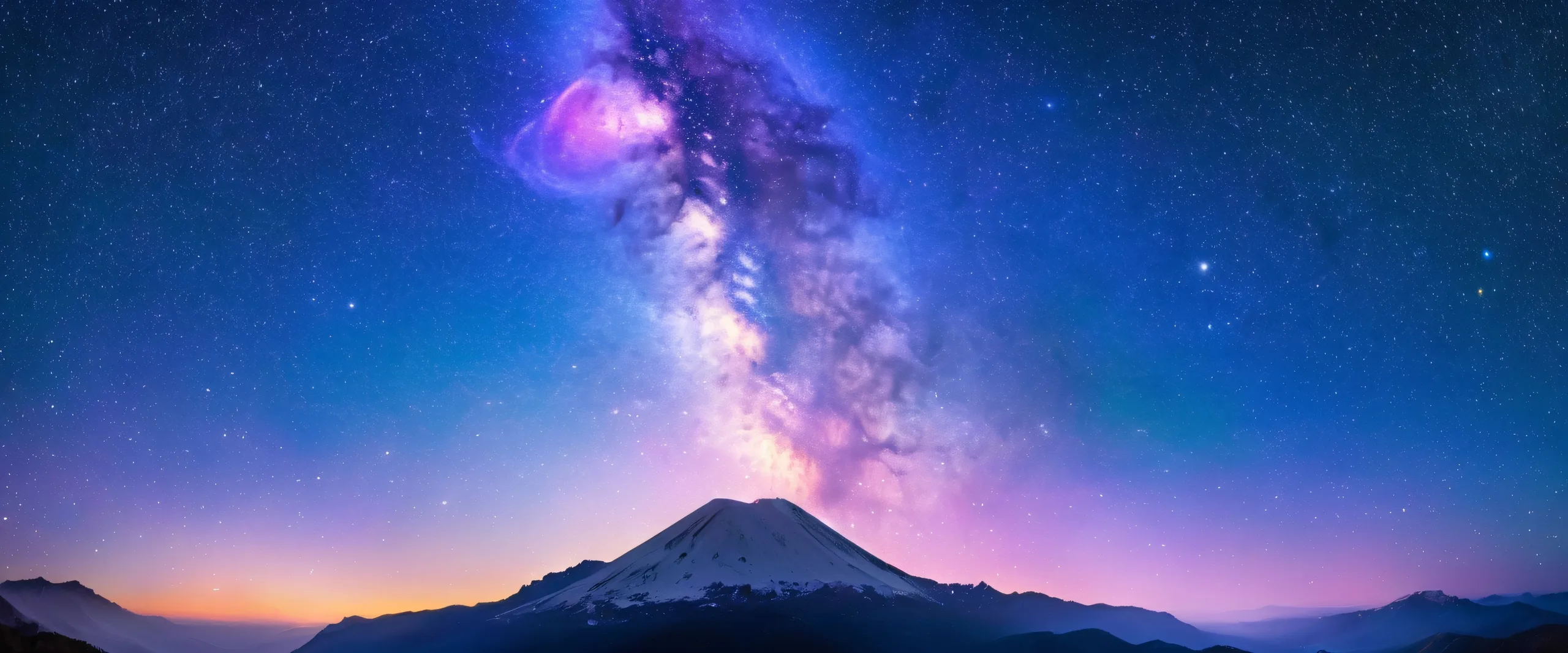 Cosmic Oasis of Wonder Aesthetic PC Wallpaper Majestic celestial entity suspended above stars and galaxies on a tranquil desktop/PC.