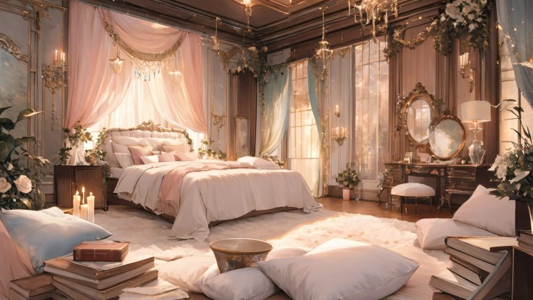 cozy bedroom vintage clock wallpaper scaled