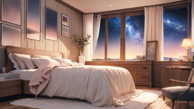 cozy midnight bedroom wallpaper soft hues velvety textures 4k scaled