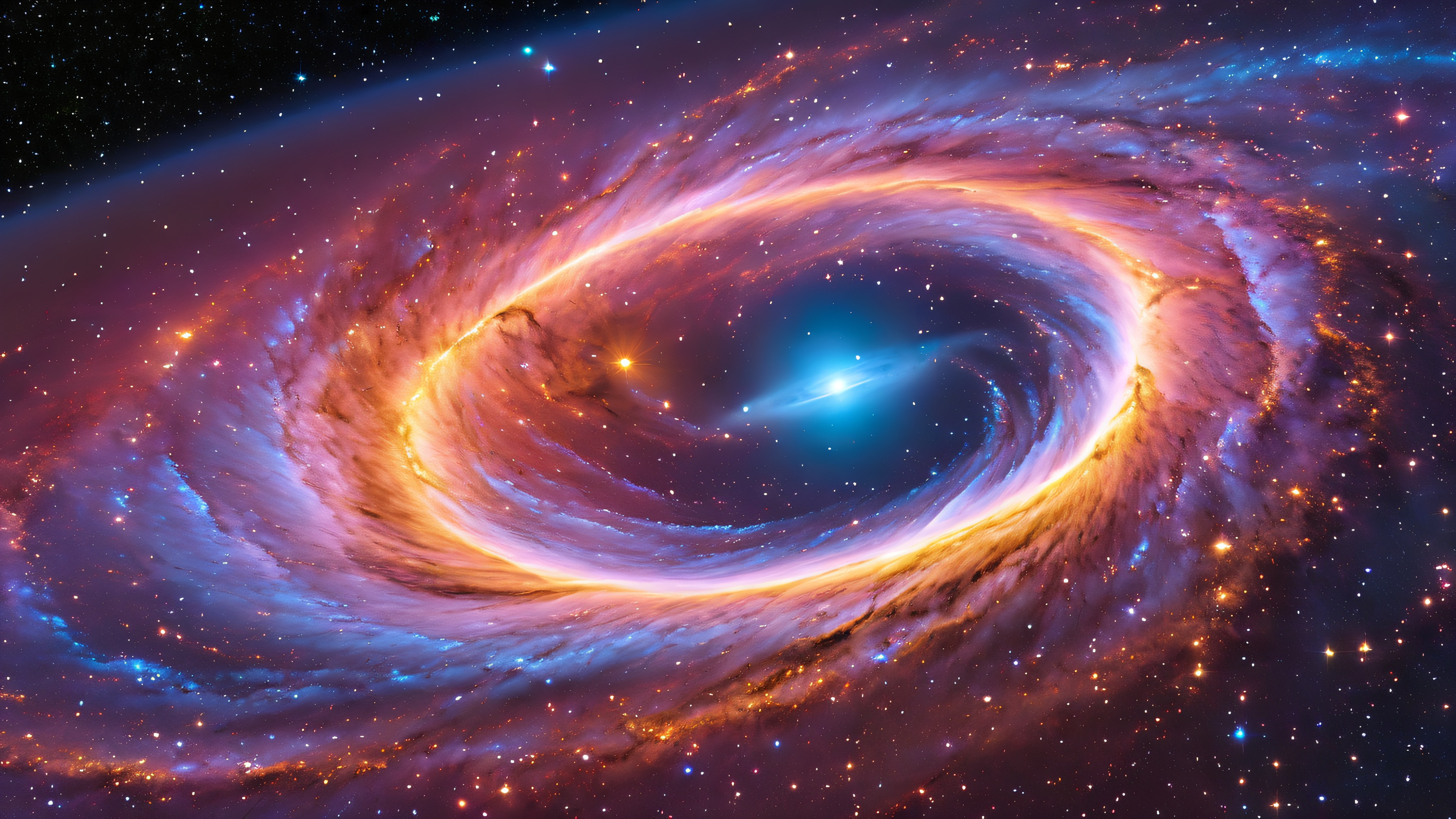 A stunning 4K wallpaper of the Crescent Nebula, featuring a swirling vortex of gas and dust, set against the inky blackness of space.