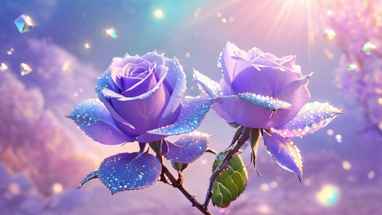 crystal roses moonlit forest wallpaper scaled