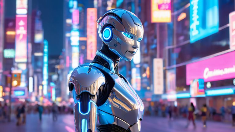 cyber futurism robot wallpaper 4k desktop background scaled